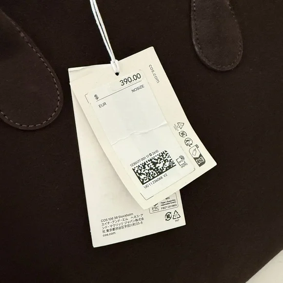 New COS Studio Bowling Bag Suede Dark Brown